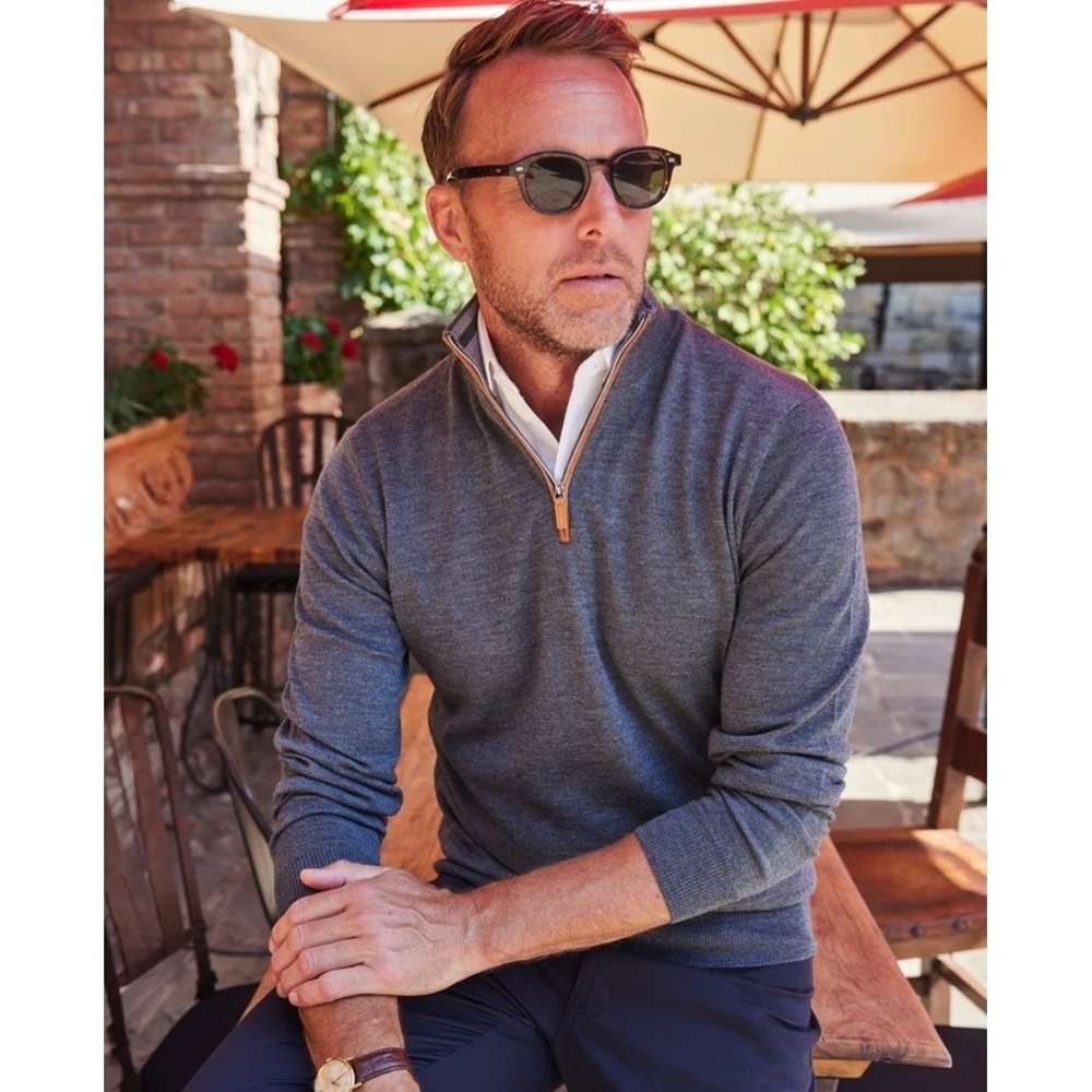 NWOT Collars and Co Cashmere Touch Australian Merino Quarter Zip Sweater Large